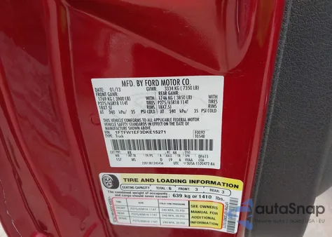 2013 Ford F-150 Xlt из США, поврежденный, VIN 1FTFW1EF3DKE15271